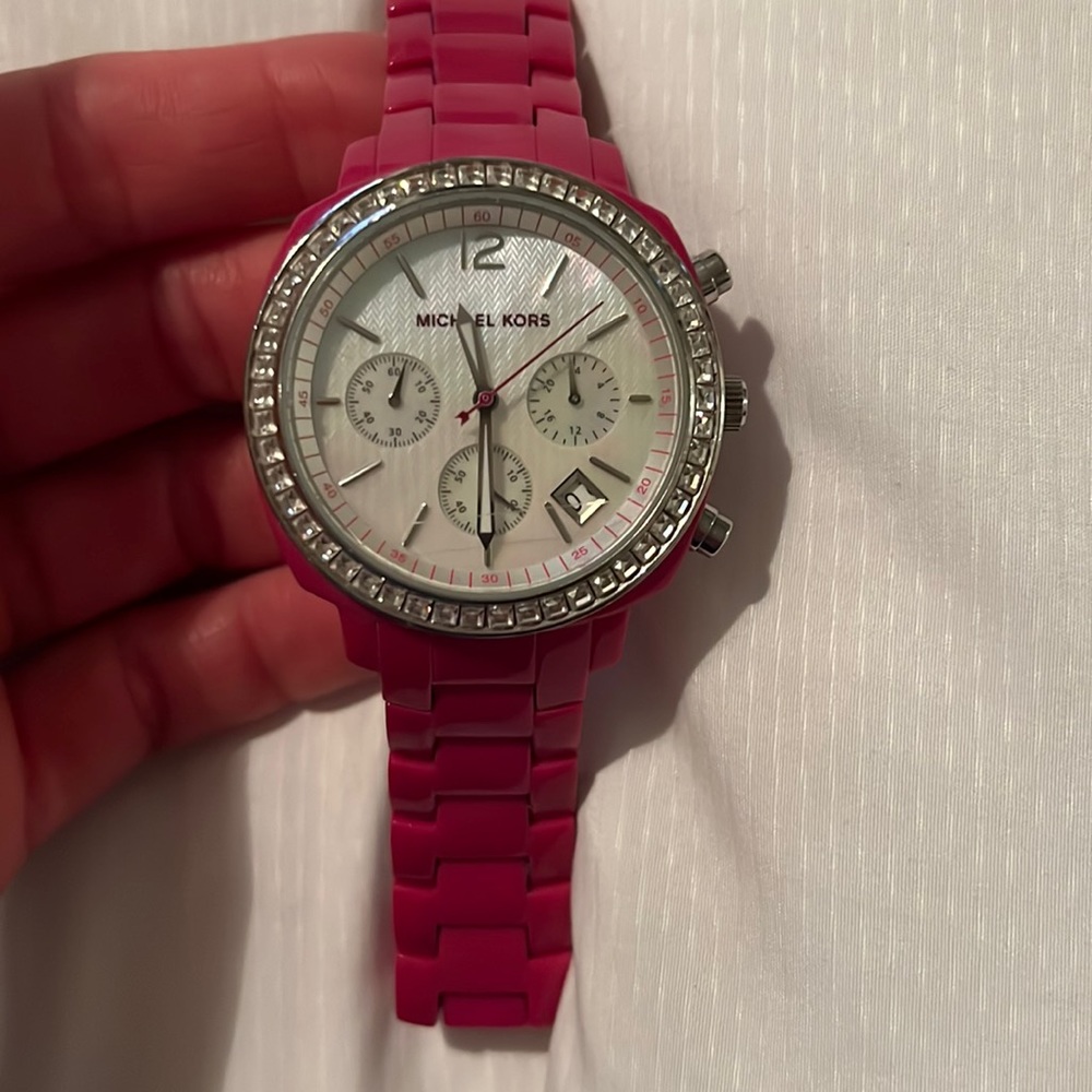 Michael Kors Hot Pink Acrylic Ladies Watch MK5122